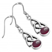 Garnet Stone Trinity Knot Silver Earrings Set - e341